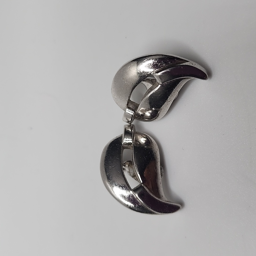 Monet Silver Clip Earrings Vintage